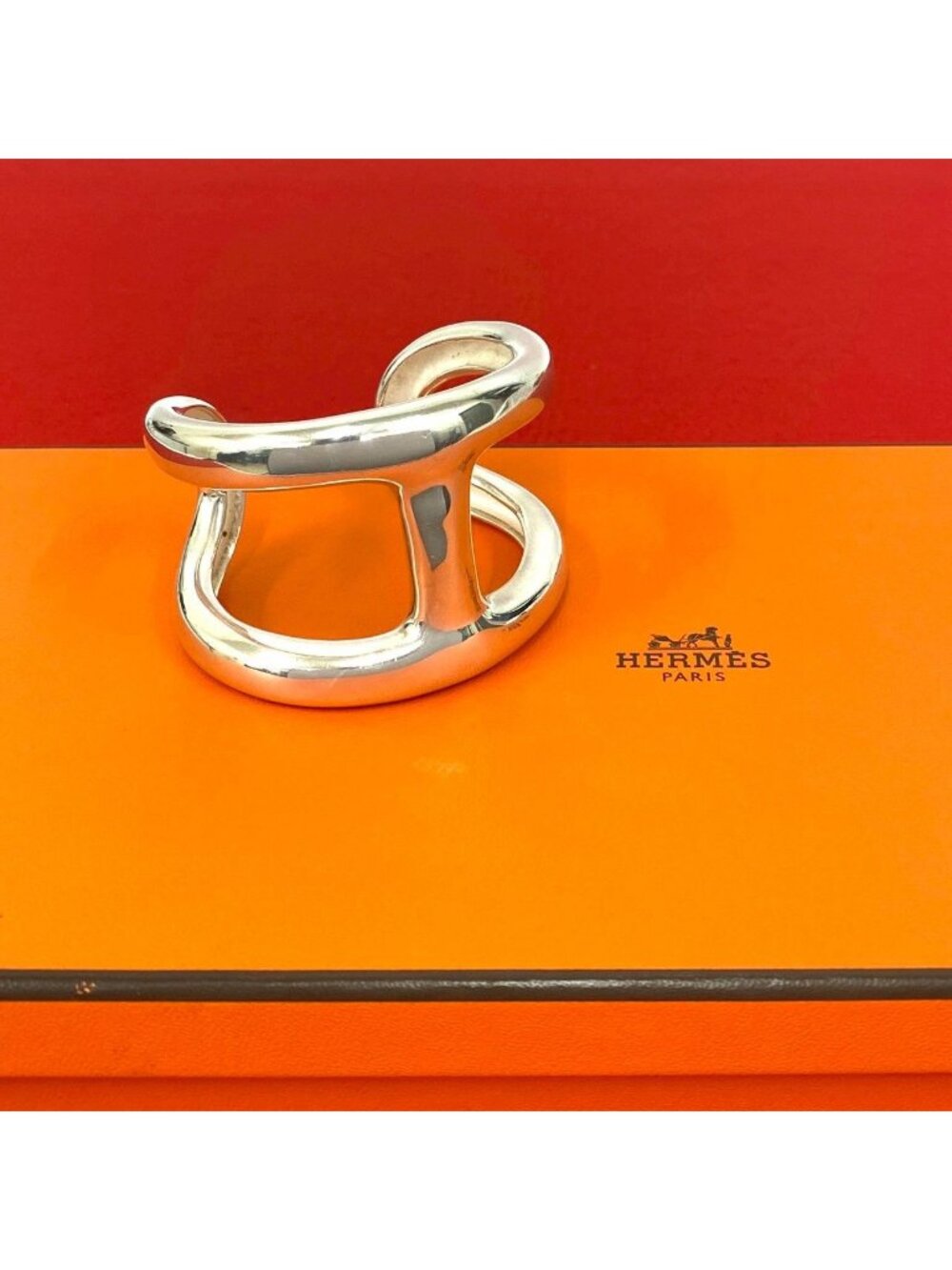 Hermes Osmose 925 Sterling Silver Bangle Bracelet
